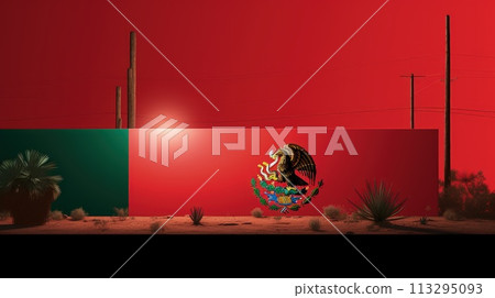 Mexican , Holiday, independence day, for banner copy space, text . Mexican Revolution, 113295093