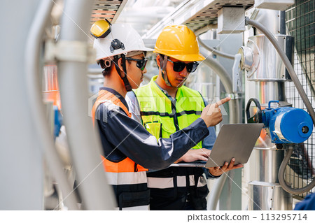 engineer man working with water pipe line in gas oil industry workplace 113295714