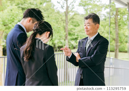 Young businessmen and women being lectured and scolded by their superiors and executives (power harassment, moral harassment, affairs within the company, troubles) Young businessmen and women being lectured and scolded by their superiors and executives (power harassment, moral harassment, affairs within the company, troubles) 113295759