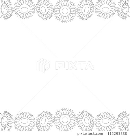 Sunflower line drawing background material square size frame Sunflower line drawing background material square size frame 113295888