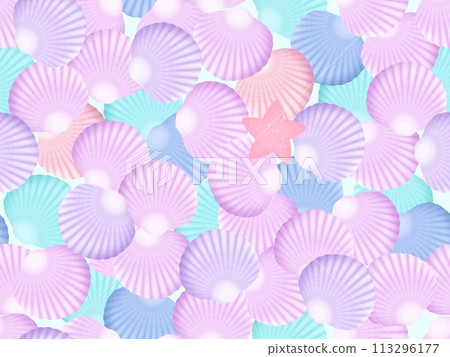 柔和的彩色貝殼無縫圖案 G-1 113296177