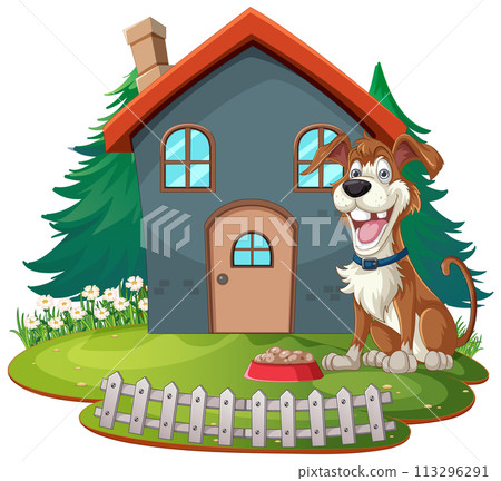 Happy Dog Outside Cozy House Happy Dog Outside Cozy House 113296291