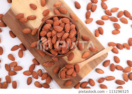Almonds on a plate Almonds on a plate 113296525