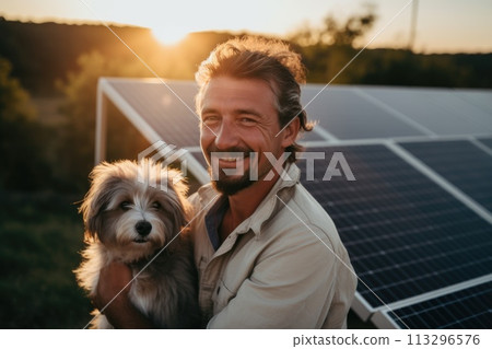 Solar panel, Solar battery, Clean natural energy, alternative power. Conservation ecology, support against environmental pollution. Modernized energy source . 113296576