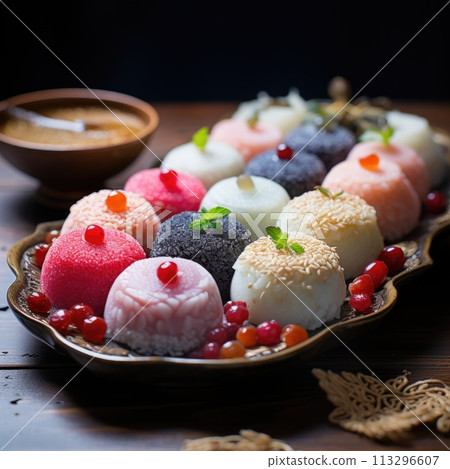 Dongzhi Festival, Celebration, copy space background text , winter solstice festival in China, Traditional Chinese. Shiruko tangyuan rice dumplings, Dongzhi Festival, Celebration, copy space background text , winter solstice festival in China, Traditional Chinese. Shiruko tangyuan rice dumplings, 113296607