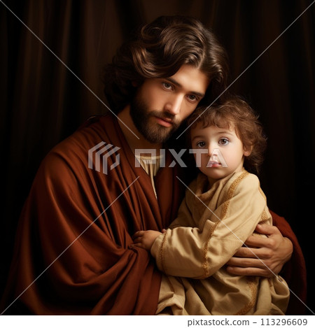 Saint Joseph. betrothed husband of the Blessed Virgin Mary , religion bible evangilia new testament , Jesus Christ child, Nazareth carpenter. birth of Christ The icon of St. Joseph 113296609