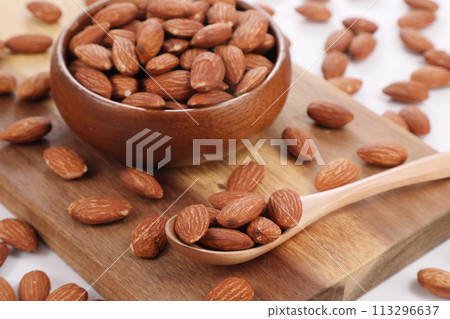 Almonds on a plate Almonds on a plate 113296637