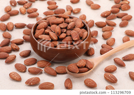 Almonds on a plate Almonds on a plate 113296709