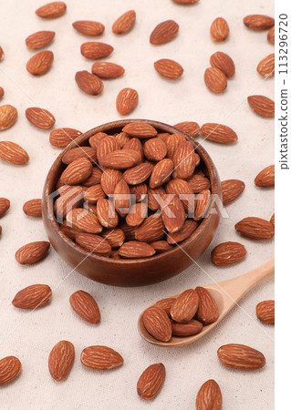 Almonds on a plate Almonds on a plate 113296720