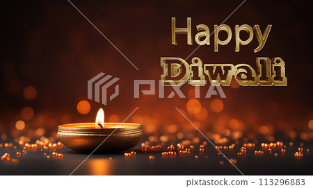 Happy Diwali, Indian festival of lights Diwali symbolizes the victory of light over darkness, of good over evil and knowledge over ignorance. banner, copy space, background, text. Happy Diwali, Indian festival of lights Diwali symbolizes the victory of light over darkness, of good over evil and knowledge over ignorance. banner, copy space, background, text. 113296883
