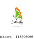 Stylized image of butterfly logo template isolate Vector illustration 113296966