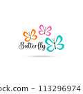 Stylized image of butterfly logo template isolate Vector illustration 113296974