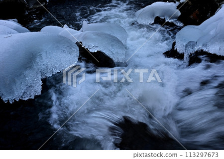 Winter in Kitakaruizawa, Asama Falls, and ice formations downstream of Uodome Falls Winter in Kitakaruizawa, Asama Falls, and ice formations downstream of Uodome Falls 113297673