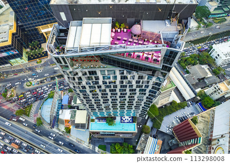 Aerial view of Lumpini district at sunet in Bangkok, Thailand Aerial view of Lumpini district at sunet in Bangkok, Thailand 113298008