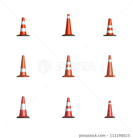 3D cone sign road repair, vector illustration. 113298023
