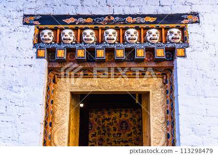 Bhutan, Punakha - detailed view inside of Punakha Dzong 113298479