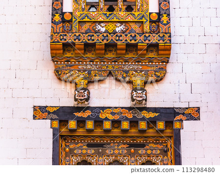 Bhutan, Punakha - detailed view inside of Punakha Dzong 113298480