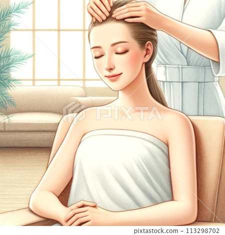 按摩護髮場景，減輕壓力，保持頭髮健康 113298702