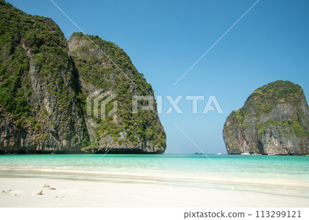 The famous Maya Bay beach on the Phi Phi Islands 113299121