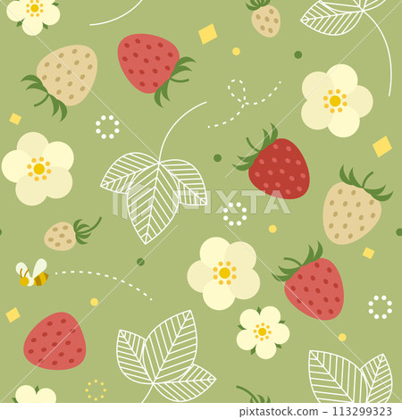 Seamless pattern of strawberries 113299323