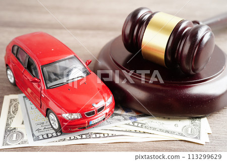 Bangkok, Thailand November 18, 2023 Car on banknote money, buying or insurance concept. 113299629