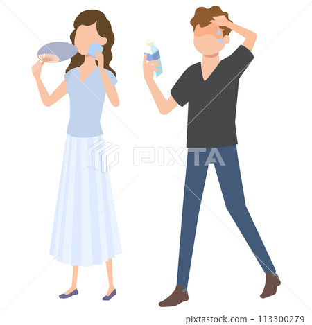 人們拿著物品防暑插畫 113300279