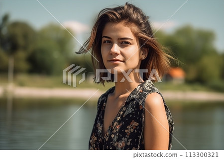 A woman with short brown hair 113300321