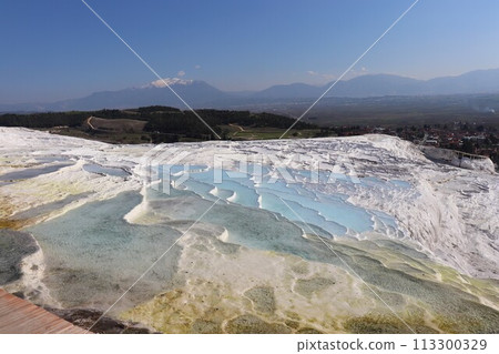 棉花堡石灰岩架景觀，世界遺產，土耳其，亞洲 113300329
