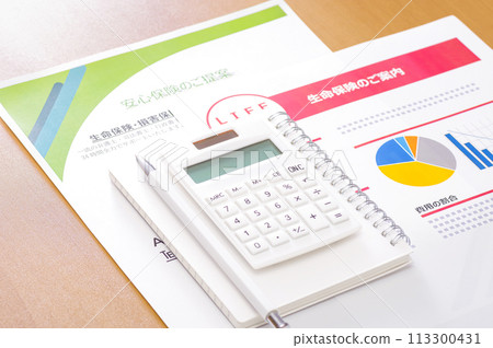 Image of considering and reviewing medical insurance and life insurance Image of considering and reviewing medical insurance and life insurance 113300431