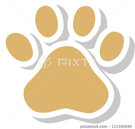 Beige paw pads with white outline and shadow 113300690