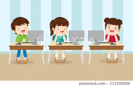 kids on online learning education courses 113300989