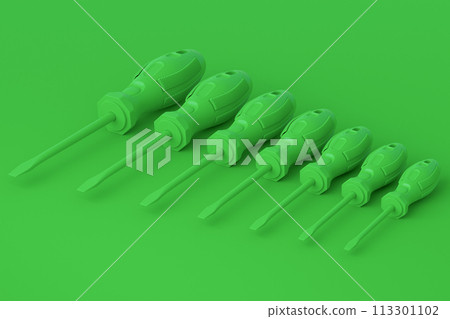 Set of monochrome screwdrivers on multicolor background Set of monochrome screwdrivers on multicolor background 113301102