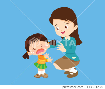 Comforting sad children with parent Comforting sad children with parent 113301238