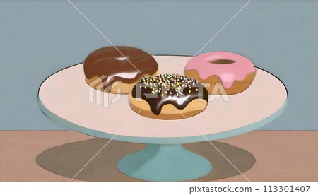Delicious donuts on the table 113301407