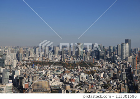 Scenic aerial shot of Tokyo with blue sky Nov 29 2023 Scenic aerial shot of Tokyo with blue sky Nov 29 2023 113301596