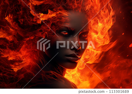 站在火焰中的火女神 113301689