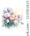 水彩風格鬱金香圖像 113301815