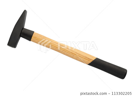 Hammer with Wooden Handle Isolated on White 113302205