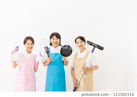 Woman in apron housekeeping 113302318
