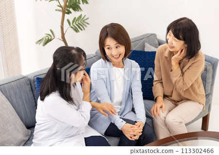 高級婦女在客廳聊天 高級婦女在客廳聊天 113302466