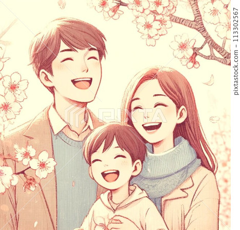 全家其樂融融(櫻花樹下) 全家其樂融融(櫻花樹下) 113302567