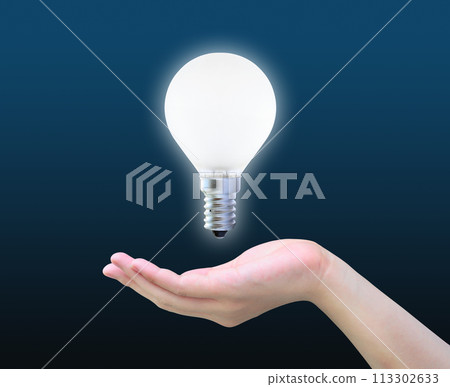 light bulb in women hand on dark light bulb in women hand on dark 113302633