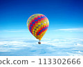 colorful hot air balloon with beautiful blue sky and cloud 113302666