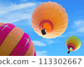 colorful hot air balloon with beautiful blue sky and cloud 113302667