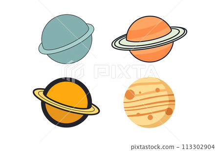 pluto planet space illustration set, pluto planet vector set 113302904