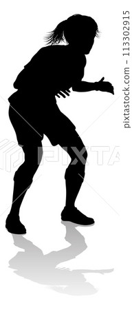 Female Soccer Football Player Woman Silhouette Female Soccer Football Player Woman Silhouette 113302915