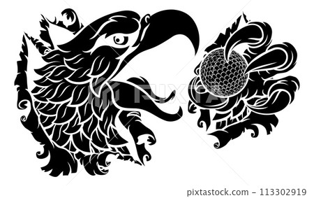 Bald Eagle Hawk Ripping Golf Ball Mascot Bald Eagle Hawk Ripping Golf Ball Mascot 113302919
