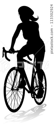 Bike and Bicyclist Silhouette Bike and Bicyclist Silhouette 113302924