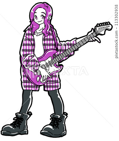彈電吉他的女人的插圖 彈電吉他的女人的插圖 113302938