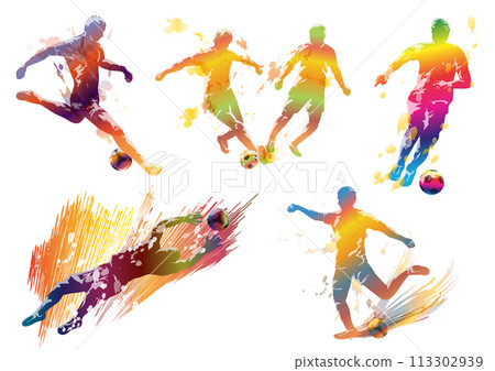 Soccer silhouette illustration set Soccer silhouette illustration set 113302939